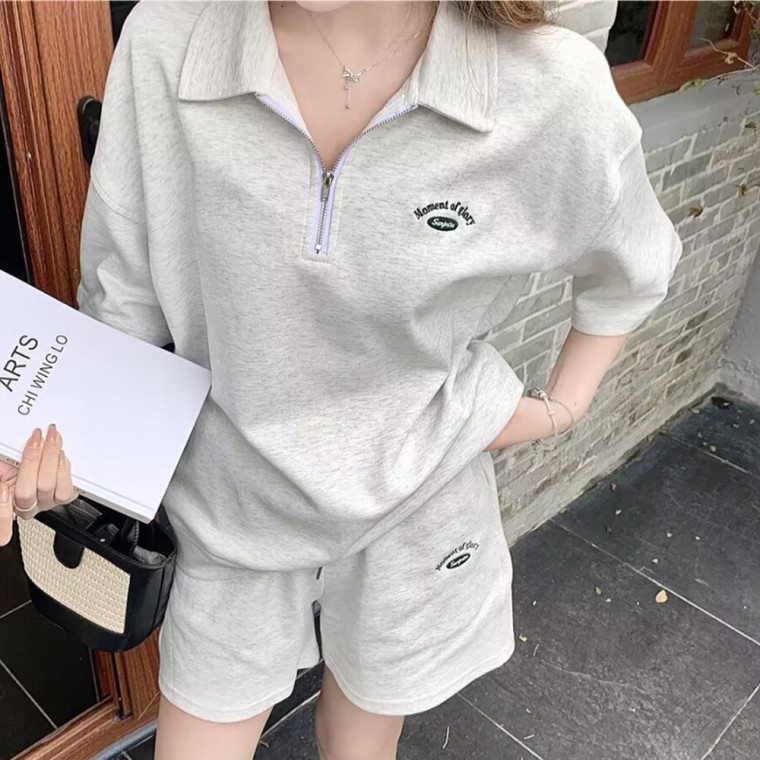 เซ็ตเสื้อยืดซิปครึ่งตัว + กางเกง
